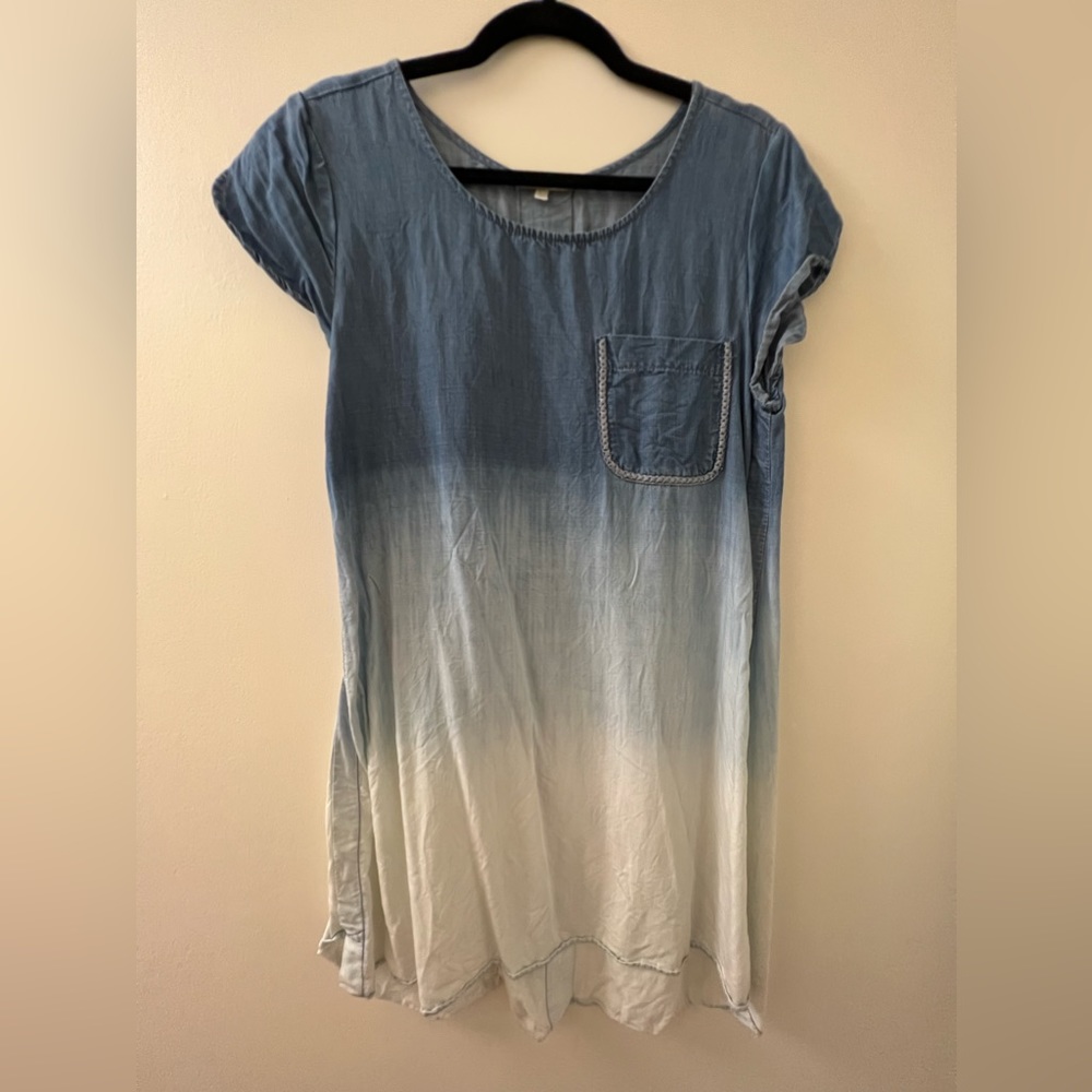 Tencel blue ombré denim mini shift dress